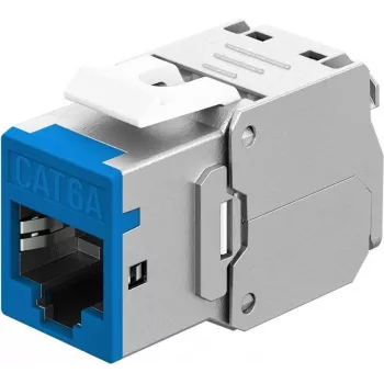 Goobay Keystone-Module RJ45 CAT 6A, STP, schlank, Blau (77944)