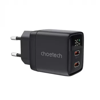 Choetech PD6051 USB-C USB-C PD 35W GaN-Wandladegerät mit Display - schwarz