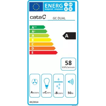 CATA Haube GC DUAL A 45 XGWH Wandhaube, Energieeffizienzklasse A, Breite 45 cm, 820 m3/h, Touch-Steuerung, LED, Weißglas