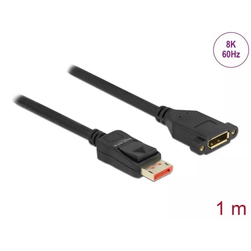 DisplayPort-Verlängerungskabel Panel-Mount DeLOCK 87095 8K 60 Hz 1 m