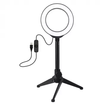 LED-Ringleuchte 12 cm mit Tischstativ bis 21,8 cm, USB