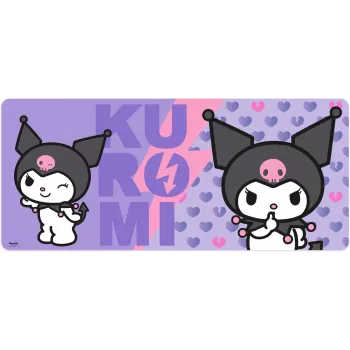Mauspad Kids Euroswan 80x30 cm Hello Kitty Kuromi, große rechteckige Gaming-/Schreibtischmatte