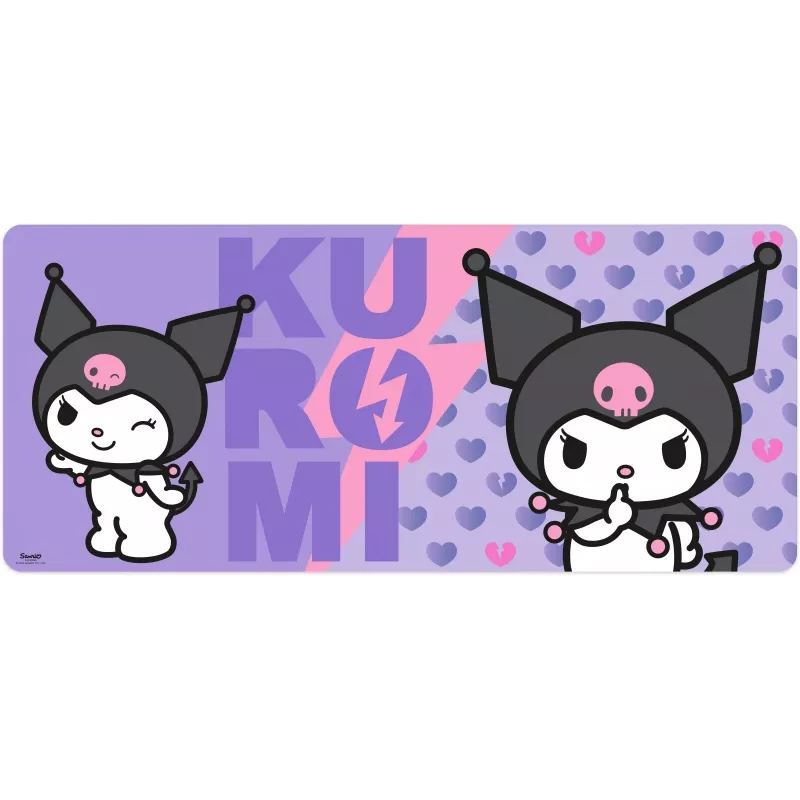 Mauspad Kids Euroswan 80x30 cm Hello Kitty Kuromi, große rechteckige Gaming-/Schreibtischmatte