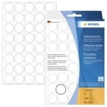 HERMA - Permanent haftende Etiketten - Weiß - 19 mm Rund 1280 Etiketten (32 Blatt x 40) (2250)