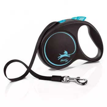 Rollleine Flexi flexi Schwarz Design M — 5 m Länge, Bandausführung, max. Belastung 25 kg, ergonomischer Griff