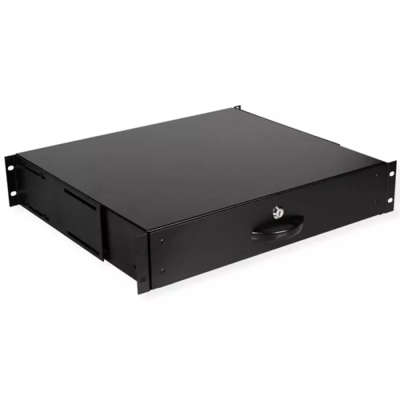 19-Zoll ROLINE 2U abschließbare Rack-Montage-Schublade, ABS-Kunststoff, 2 HE