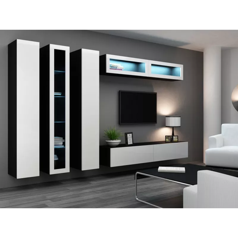 Cama geschlossen Schrank VIGO '180' 180/40/30 weiß/schwarz glänzend