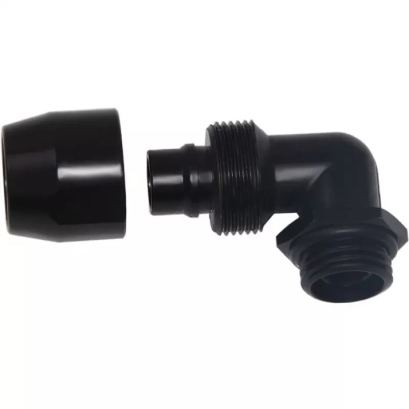 Alphacool HF Anschraubfitting TPV Metall - 90° drehbar 12,7/7,6 mm - Schwarz (17455)