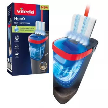 Wischmopp VILEDA Mikrofaser 1200 ml Nass, 360° drehbarer Kopf, 140,5 cm Stiel, abnehmbarer maschinenwaschbarer Kopf
