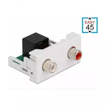 DeLOCK Easy 45 Modul 2 x Cinch-Buchse auf RJ45-Buchse 22,5 x 45 mm