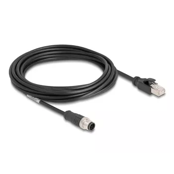 Netzwerkkabel DeLOCK M12 Kabel A-kodiert 8-polig Stecker auf RJ45 Stecker Cat5e 5 m Schwarz