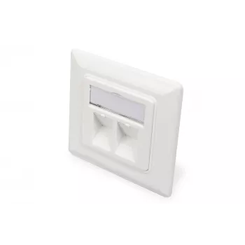 Digitus | Wandplatte für Keystone-Module, deutscher Typ, Mittelplatte 50x50 mm, Rahmen 80x80 mm | DN-93801-1