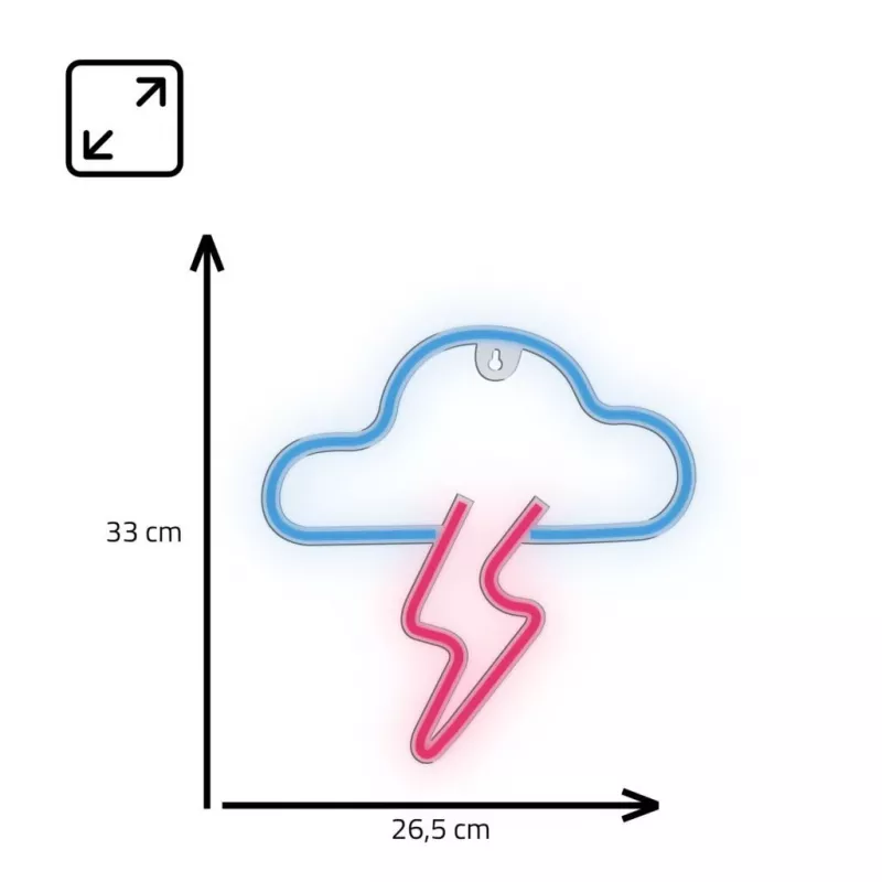 Neonlicht MANTA SNL71BL Wolke mit Blitz Blau‑Pink – dekoratives LED-Neonschild