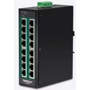 TRENDnet TI-PG160 - Switch - unmanaged - 16 x 10/100/1000 (PoE+) - DIN-Schienenmontage, wandmontierbar - PoE+ (240 W)