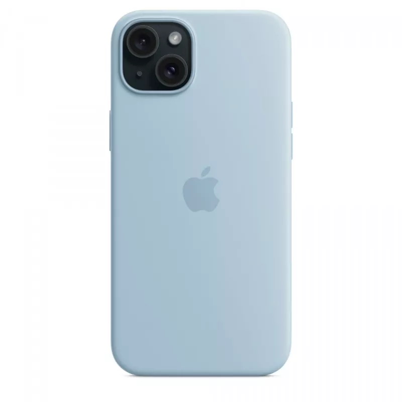 Silikonhülle Apple iPhone 15 Plus Hellblau MagSafe
