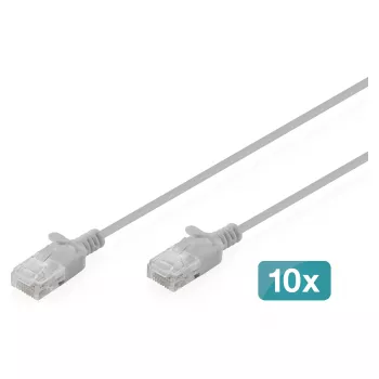 Netzwerk-Patchkabel DIGITUS CAT6 U-UTP schlank, 2 m, grau, 10er-Pack