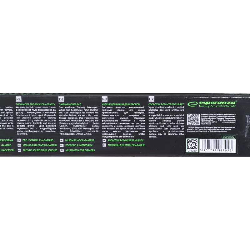 Esperanza EGP101G Mauspad Gaming-Mauspad Schwarz