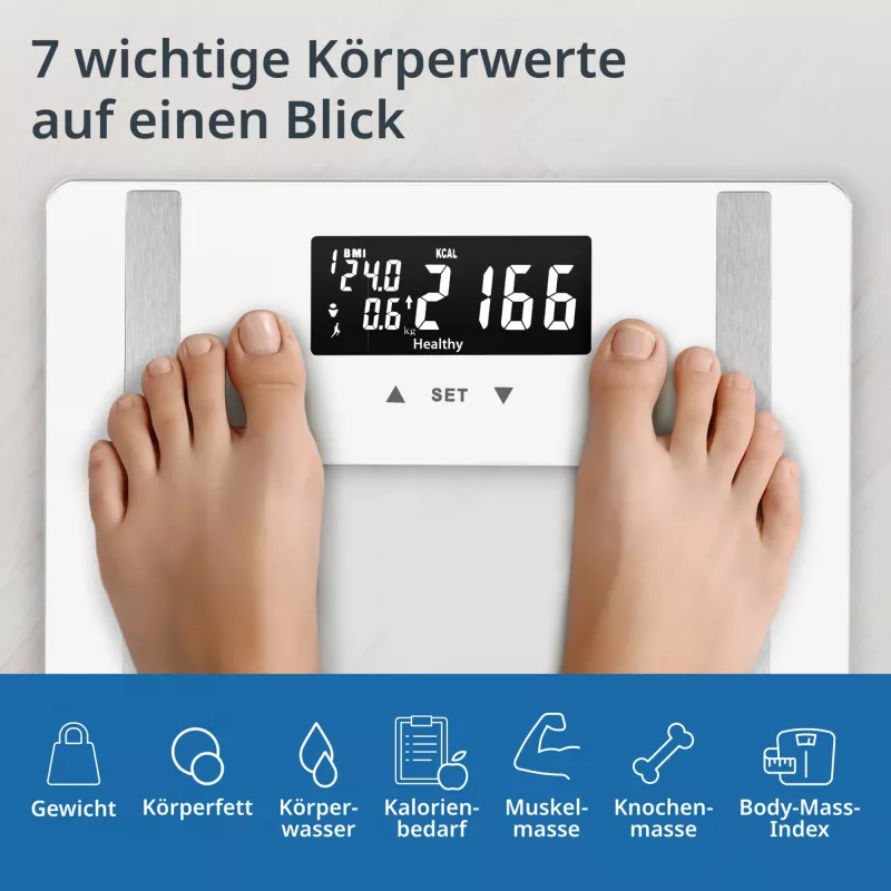 Körperanalysewaage ADE BA2300-2 mit Bluetooth und Körperfettmessung