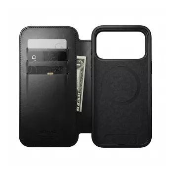 Smartphone-Leder-Folio Nomad Modern Leather Folio für iPhone 17 Pro – Schwarz Horween