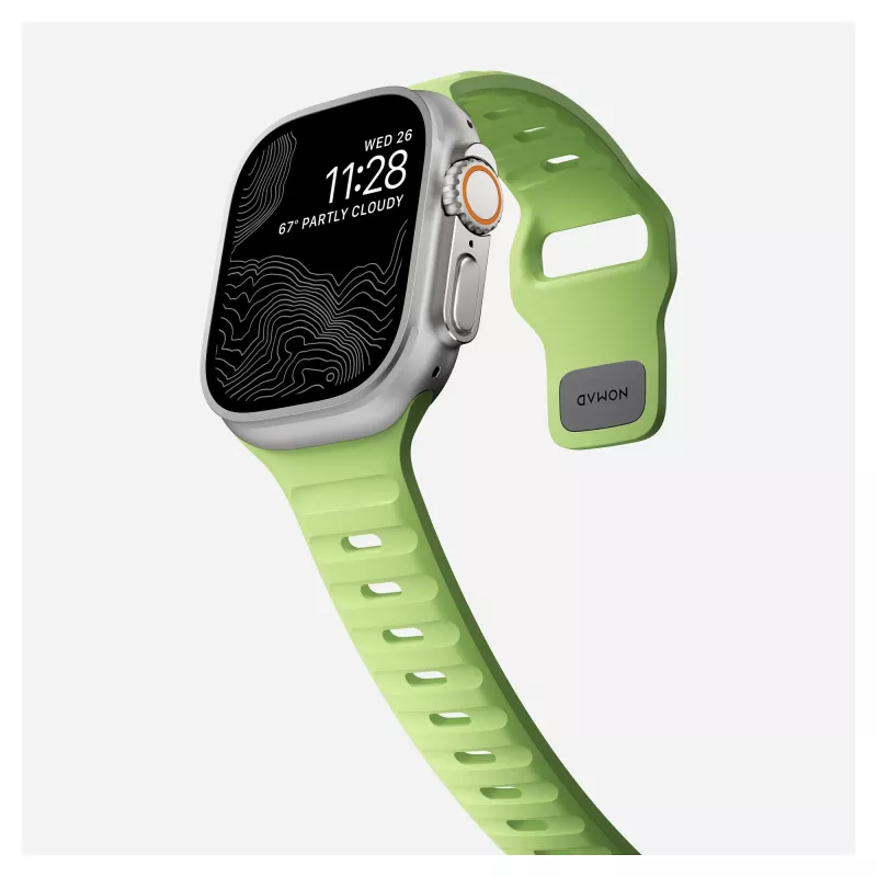 Band Nomad Sport Band Hellgrün Gummi — Breite 21,5 mm, Handgelenk 160–195 mm
