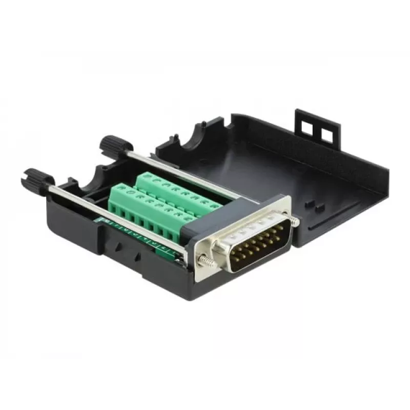D-Sub15 Stecker auf Reihenklemme mit Gehäuse DeLOCK 66566