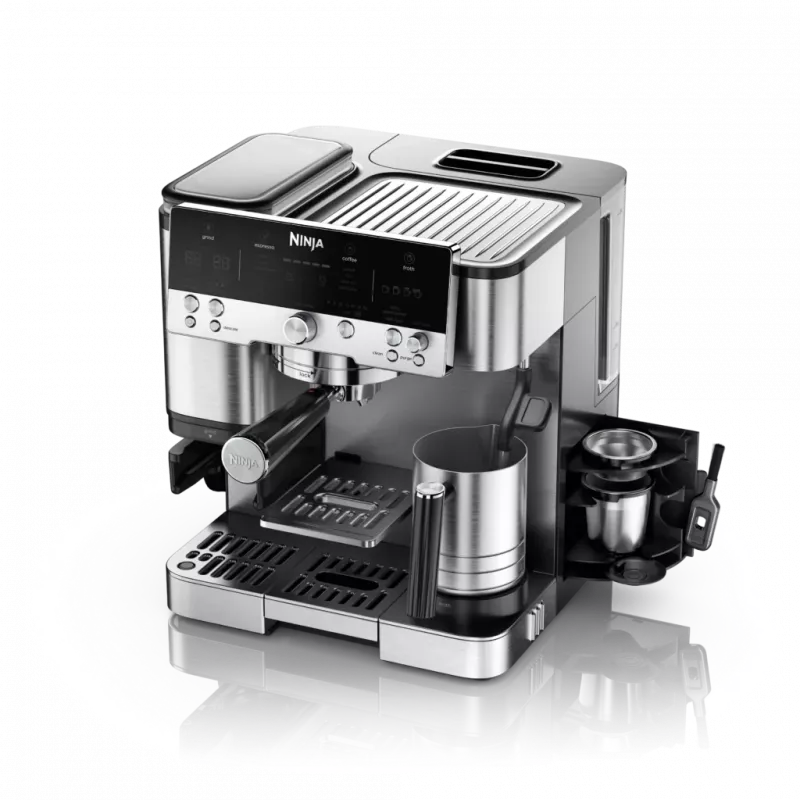 Espressomaschine Ninja ES601EU — 2-L-Wassertank, 1-Tassen-Kapazität, Schwarz/Edelstahl