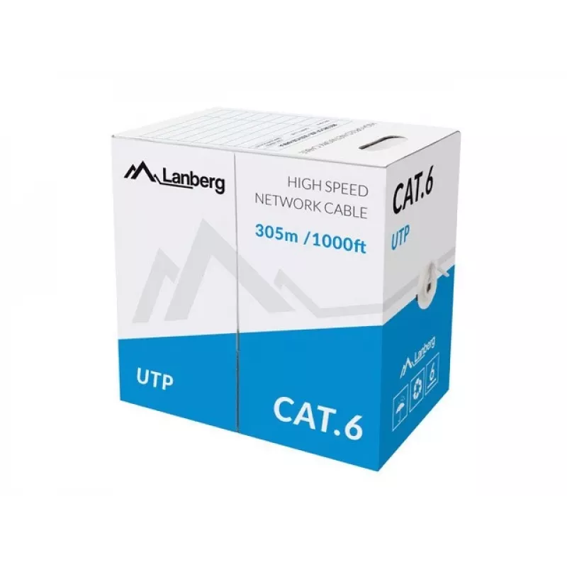 LANBERG Netzwerkkabel Cat6 U/UTP LCU6-11CU-0305-S, 305 m, 23 AWG, grau, HDPE-Mantel