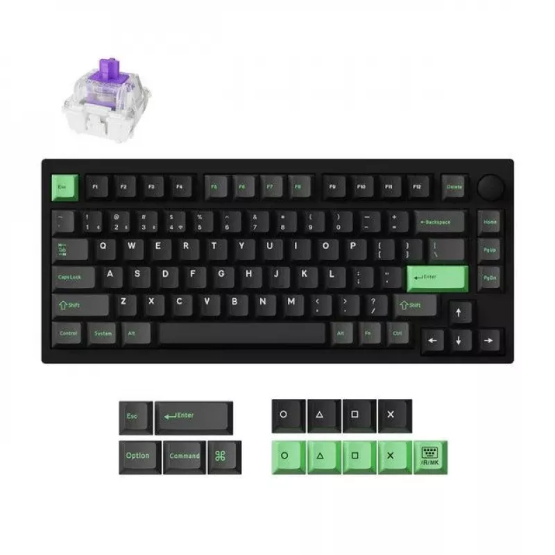 Mechanische Tastatur Keychron P1 H-M1Z 75% kabelgebunden & kabellos USB, RF, Bluetooth 5.2, RGB-Hintergrundbeleuchtung, schwarz, Akku bis zu 100 h, USB-C