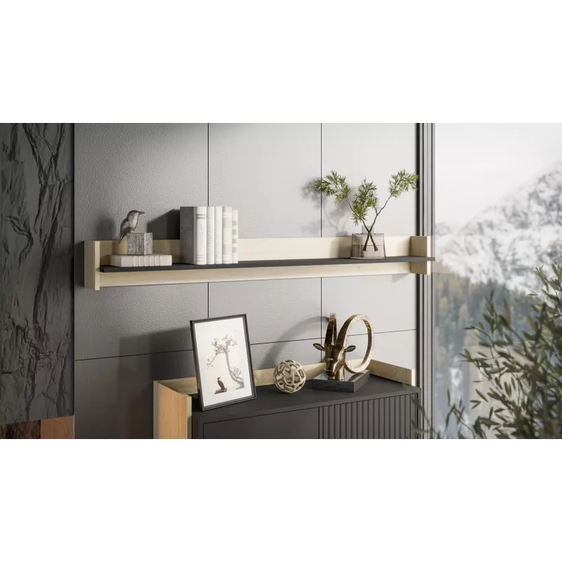 Cama Shelf PORTO 150x18x16.5 Eiche/Schwarz