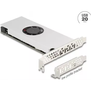 PCI Express x16-Karte DELOCK 4× USB 20 Gbit/s Type-C Quad-Channel