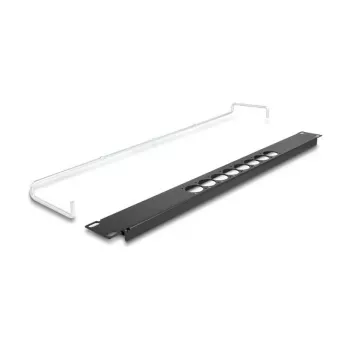 DeLOCK 67060 19-Zoll D-Typ Patchpanel mit Zugentlastung, 8 Ports zentriert, 1HE, schwarz