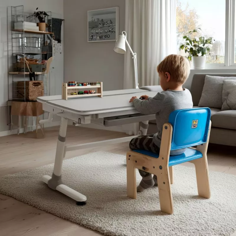 Ergo Office Kinder ergonomisch höhenverstellbarer Schreibtisch, grau, max. 100 kg, ER-417 2cz