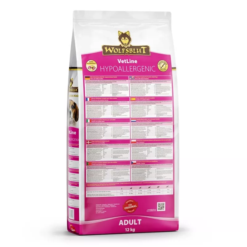 Trockenhundefutter Wolfsblut VetLine Hypoallergenic Horse — 12 kg, Monoprotein, 20 % Protein, getreide- und glutenfrei