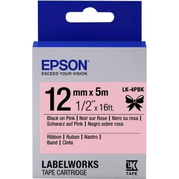 Epson Label Cartridge Satin Ribbon LK-4PBK Schwarz/Pink 12mm (5m)