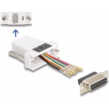 DeLOCK D-Sub 15-polig Buchse auf RJ45 Buchse Montagekit weiß VGA RJ-45