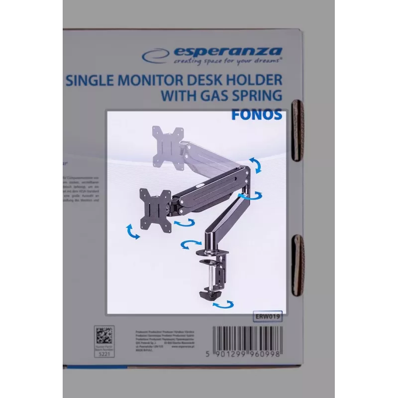 Esperanza ERW019 Monitorhalterung / -ständer 68,6 cm (27) Schreibtisch Schwarz