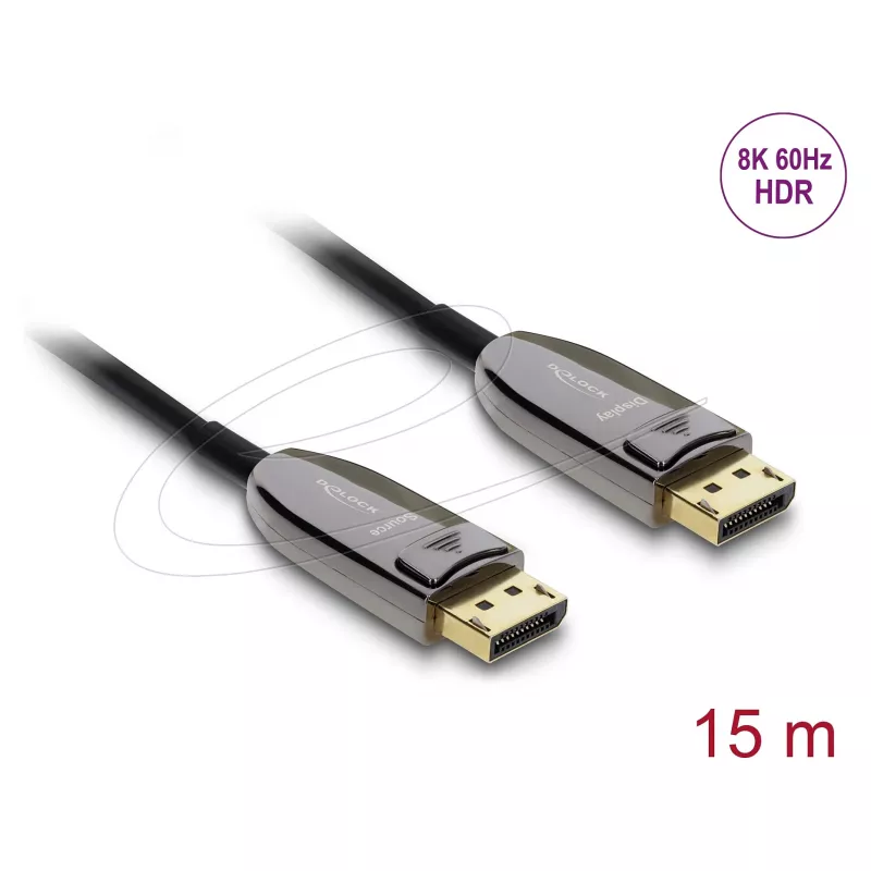 DELOCK Aktives optisches Kabel DisplayPort 2.1 8K 60 Hz 40 Gbps 15 m