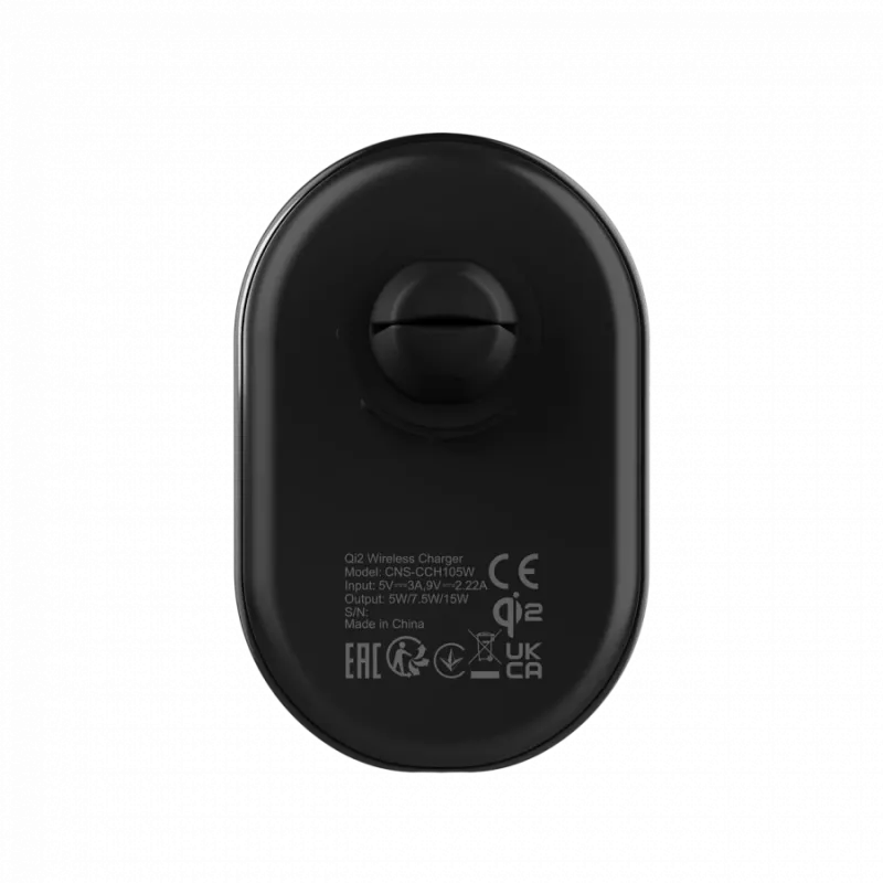 Kabelloses Autoladegerät CANYON OnGrip 105 15W Qi2 Wireless Schwarz
