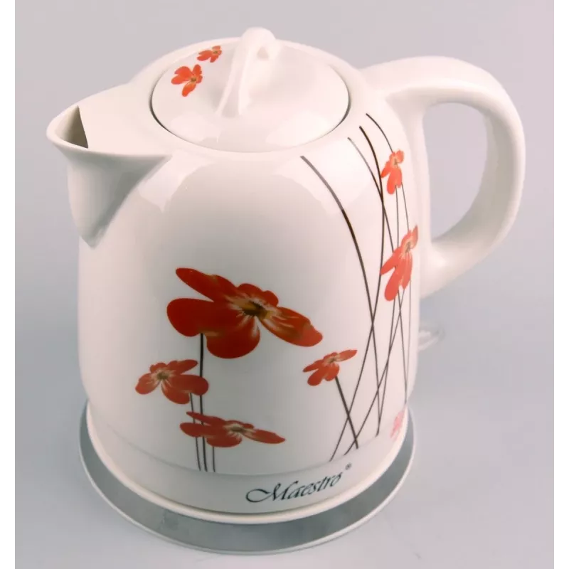 Feel-Maestro MR-066-RED FLOWERS Wasserkocher 1,5 L 1200 W Rot, Weiß