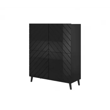 Shelving unit ABETO 100.5 x 40 x 121.5 cm schwarz/glänzend schwarz