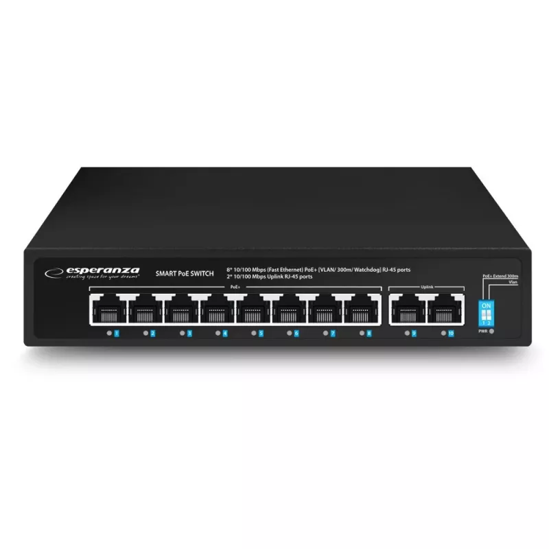 Esperanza ENS106 10-Port-PoE-Switch 10/100 96 W