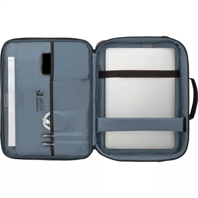 Laptoptasche Wenger BQ 16 Clamshell — wasserabweisende schwarze Hülle für 16-Zoll-Laptops, robuste Schutzhülle