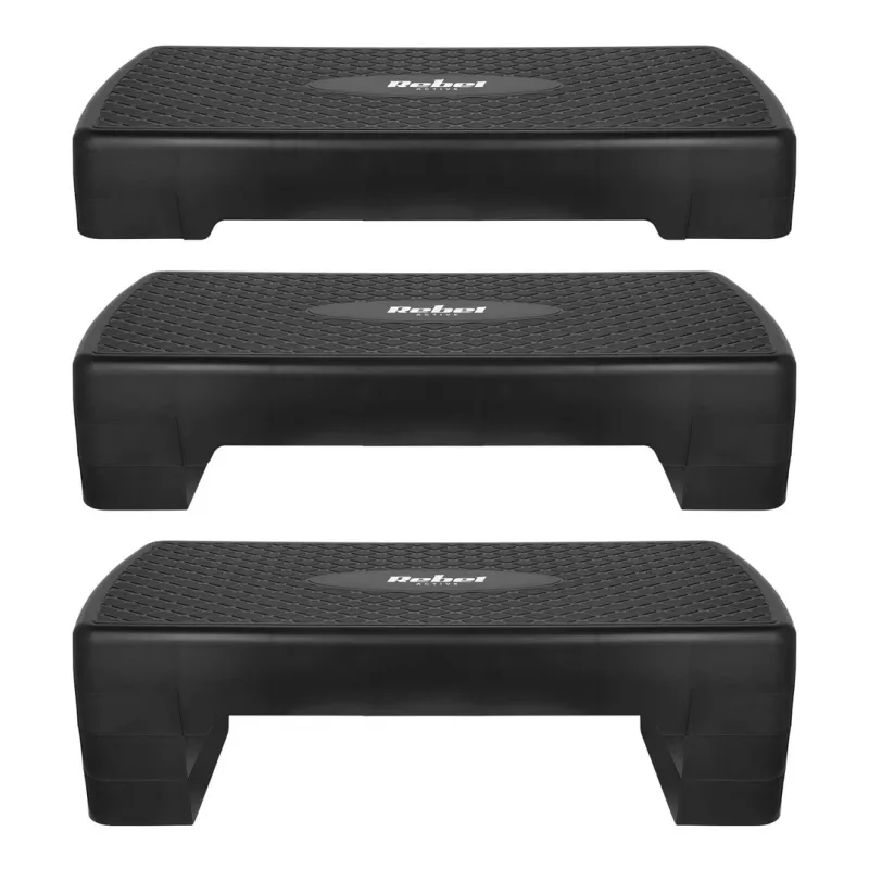 Rebel Fitness Step-Plattform – 3 Höhenstufen, Polypropylen, rutschfeste Oberfläche, 680×280 mm