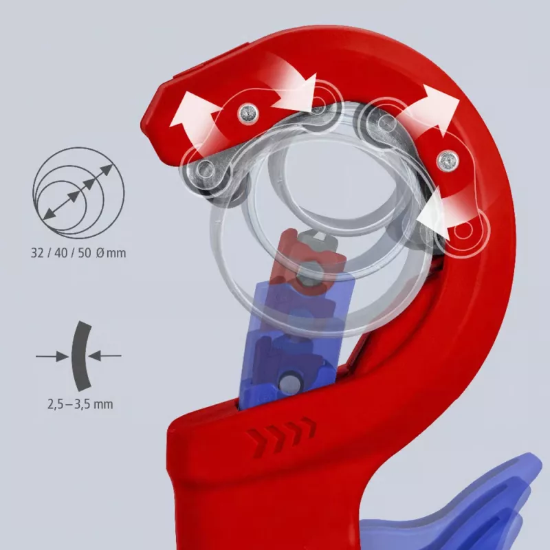 Rohrschneider Knipex DPT50 90 23 02 BK — Schneidkapazität 50 mm, Modell 90 23 02 BK