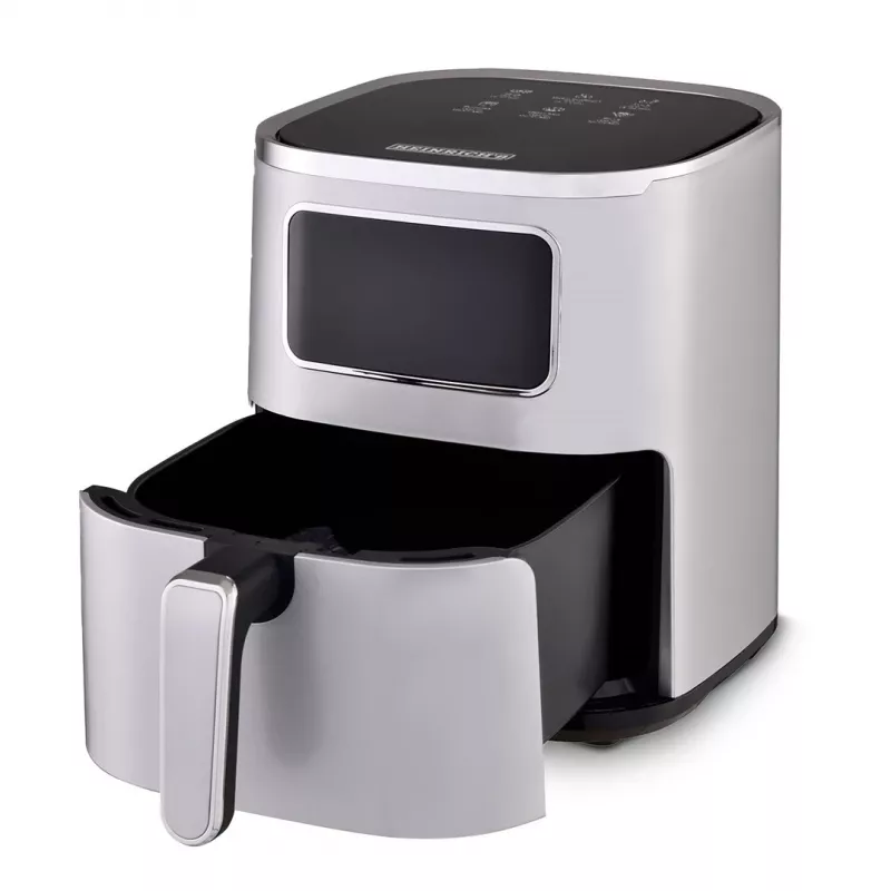 Heißluftfritteuse HEINRICH'S HFR 8216 — 5 L, 1450 W, Touch-Steuerung, LED-Anzeige, Silber, Standgerät