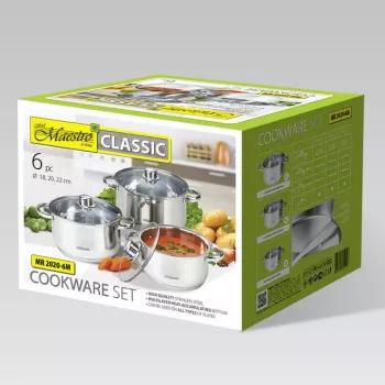 MAESTRO MR-2020-6M 6-teiliger Kochtopf-Set, Edelstahl