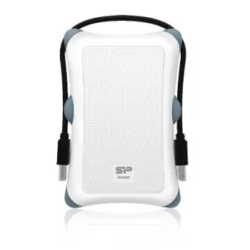 Festplattengehäuse Silicon Power Armor A30 — 2,5 Zoll, einzelner Einschub, USB 3.2 Gen 1, weiß, Kunststoff/Gummi