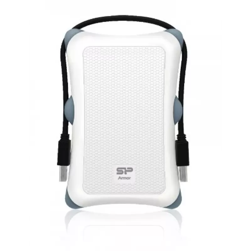 Festplattengehäuse Silicon Power Armor A30 — 2,5 Zoll, einzelner Einschub, USB 3.2 Gen 1, weiß, Kunststoff/Gummi