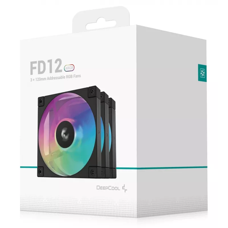 Fan DeepCool FD12 ARGB-3 in 1 12 cm Schwarz Weiß 3 Stück Maximaler Luftdruck 2,56 mmH2O