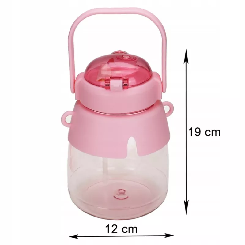 Trinkflasche Extralink Schulflasche mit Strohhalm und Trageband 1 L pink